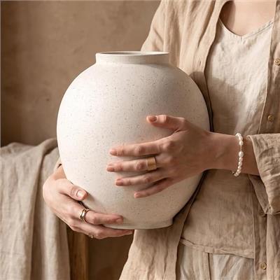 9.8 Inch Tall White Ceramic Vase,