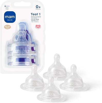 MAM Teats Size 1, Slow Flow, 4 Pack | Fits All MAM Bottles, Made from SkinSoft Silicone, Baby Accessories for Newborn : Amazon.co.uk: Baby Products