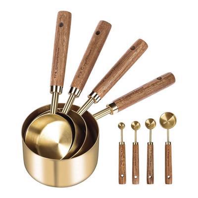 Trendz Of Today Gold and Wood Measuring Cup and Spoon Set - Yuppiechef