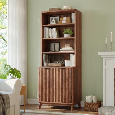 George Oliver Mid-century Modern Bookcase, 70.9 Tall Storage Cabinet With Fluted Doors & Adjustable Shelves, For Living Room, Office, Kitchen & Review