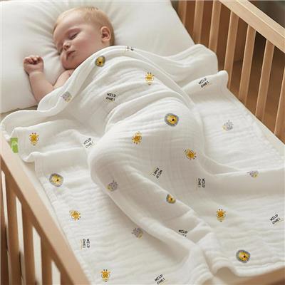 Softkins Muslin Baby Blanket (Safari White) 6-Layer Swaddle - R for Rabbit
