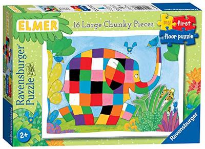 Ravensburger My First Floor Puzzle Elmer the Elephant - Ages 2+ | 16 Pieces, Children Puzzle, Family Fun, Birthday Gift, Educational Toddler Toys Age