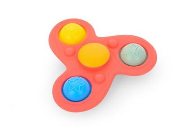 tickit Jumbo Spinner Rainbow Sensory Fidget Toy | Chunky spinner with three popping buttons, tactile features and a suction base for easy fidget play.