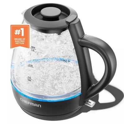 Chefman 1L Rapid-Boil Kettle with Automatic Shutoff - Black: Glass Electric Water Boiler & Warmer, 1500W Tea Heater : Target