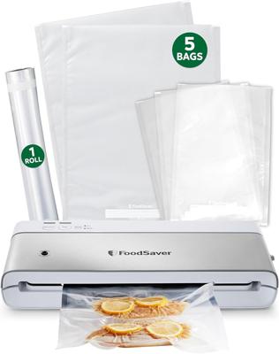 Amazon.com: FoodSaver Compact Vacuum Sealer Machine with Airtight Bags and Roll - Ideal for Sous Vide and Airtight Food Storage, White : Sports & Outd