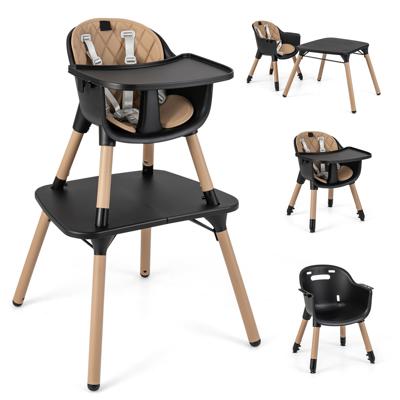 Brown Costway 5-in-1 Convertible Baby Highchair Infant Dining Chair w/5-point Harness Tray Toddlers | Debenhams