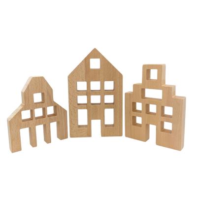 3 Pcs Wooden Window Houses — Houses Only – Green Elephant Home and Toys