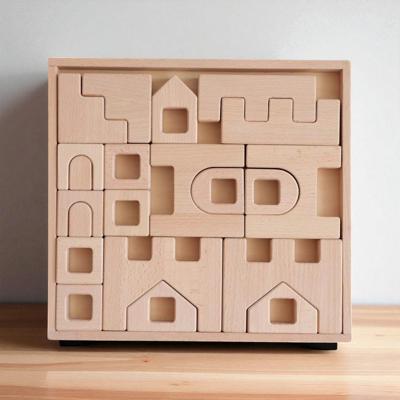 Natural Wooden Architectural Building Blocks – 21 or 26 Piece Set – Green Elephant Home and Toys
