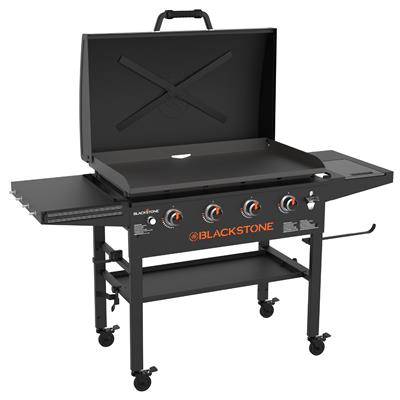 Blackstone Original 4-Burner 36 Omnivore Propane BBQ Griddle with Hood and Folding Side Shelves - Wa