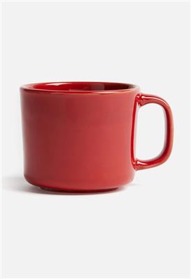 Reactive-glaze red stoneware mug