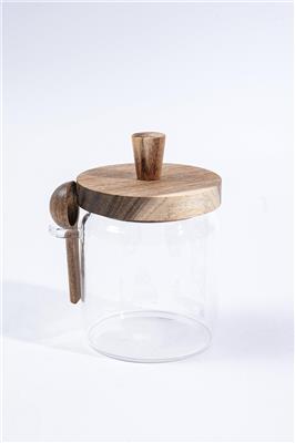 Small Glass Canister With Spoon