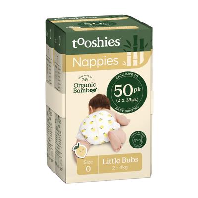 Tooshies Nappies Little Bubs 2-4Kg 50 Pack Size 0 | Baby Bunting AU