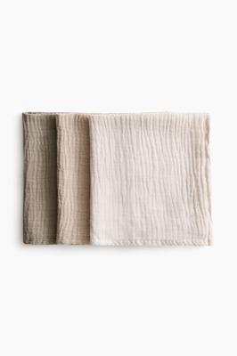 Mole/Beige/Cream 3-pack muslin cloths at H&M Home | H&M GB