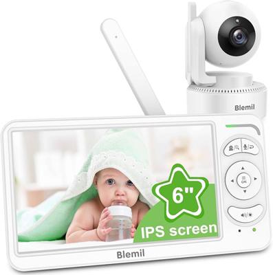 Blemil Baby Monitor with Camera, 6 IPS Screen Baby Camera Monitor No WiFi | 30-Hrs Battery, ECO Mode, Night Vision, Two-Way Talk, Remote PTZ Control