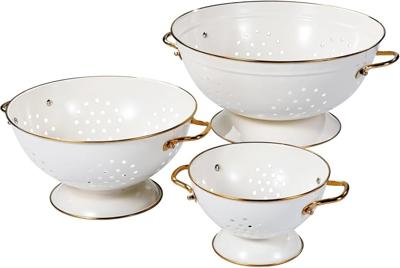 beifeier Colander for Kitchen- 1 & 3.5 & 5 Quart, Metal Colander Set with Handle and Base, Kitchen Essential Strainer for Draining Pasta Fruits Vegeta
