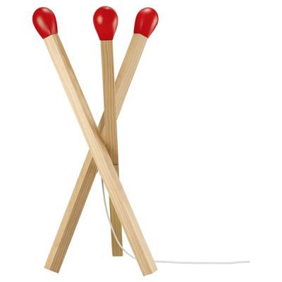 STRÅLA LED floor lamp, matchstick-shaped wood - IKEA
