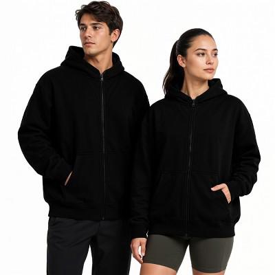 Oversized Zipper Hoodie for Men & Women - Heavyweight Fleece Full Zip Sweatshirt with Ribbed Cuffs & Kangaroo Pockets ( MEDIUM, Midnight) : Target