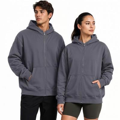 Oversized Zipper Hoodie for Men & Women - Heavyweight Fleece Full Zip Sweatshirt with Ribbed Cuffs & Kangaroo Pockets ( MEDIUM, Wolf Gray) : Target