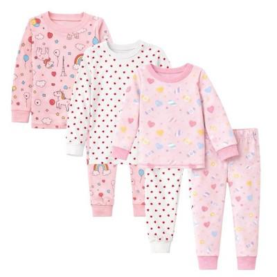 Kids 3 Pack Pajamas Candy/Rainbows/Hearts Toddlers and Girls Snug Fitted Long Sleeve Sleepwear Sets : Target