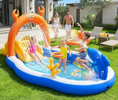 Amazon.com: LuxPool 2026 Large Inflatable Play Center,Toddler Pool with Slide&Sprinkler | 120x70x50Inflatable kiddie Pool with Slide,Backyard Kids W