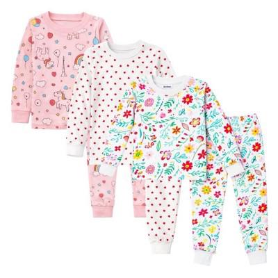 Kids 3 Pack Pajamas Rainbows/Flowers/Hearts Toddlers and Girls Snug Fitted Long Sleeve Sleepwear Sets : Target