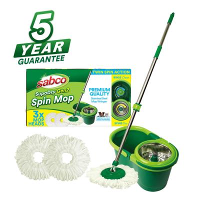 Sabco SupaDry Gen2 Spin Mop and Bucket - 3 Mop Heads Included - Bunnings Australia