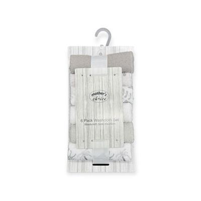 Mothers Choice 6 Pack Baby Washcloth Set - Grey Safari | Shop Today. Get it Tomorrow! | takealot.com