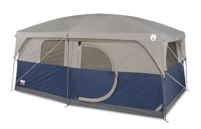 Coleman Hampton 3-Season, 9-Person, 2-Room Camping Cabin Tent with Room Divider, Rain Fly & Carry Ba