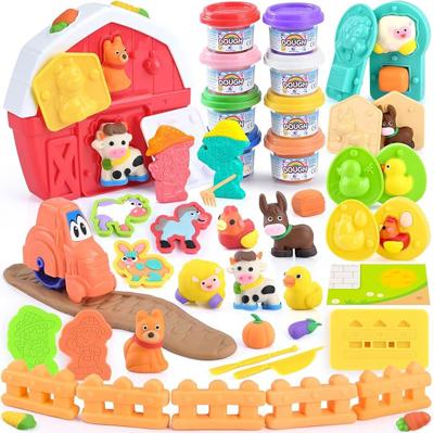 Amazon.com: Farm Animals Color Dough Toys for Kids Ages 2-4-8, Big Red Barn Farm Playset with Animal Figures Clay Dough Modeling Tools, Art Crafts Tod