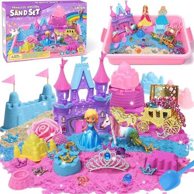 Amazon.com: TUZT Princess Unicorn Sensory Bin Sandbox for Girl Kid Toys, 2lbs Color Sensory Sand & 6 Castle Molds & Play Kits, Sand Box Toys for Kids