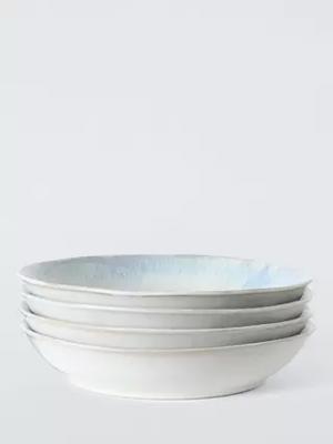 John Lewis Cove Stoneware Pasta Bowl, Set of 4, 23cm, Blue