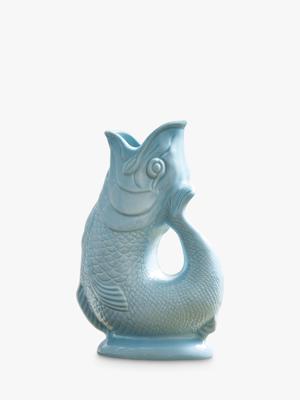 Wade Pottery Fish Earthenware Jug, 1.2L, Eau De Nil