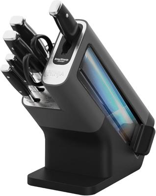 Ninja Foodi StaySharp 6-Piece Knife Block Set, Stainless Steel, K32006UK | Built-in Sharpener, 5 Knives (Chef, Bread, Slicing, Utility, Paring) and Ki