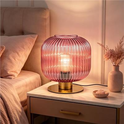 Soutas Modern Small Bedside Table Lamp Pink Bedside Lamp Globe Table Lamp | Cute Nightsand Lamp Living Room Side Desk Lamp Decorative Table Lamps Dorm