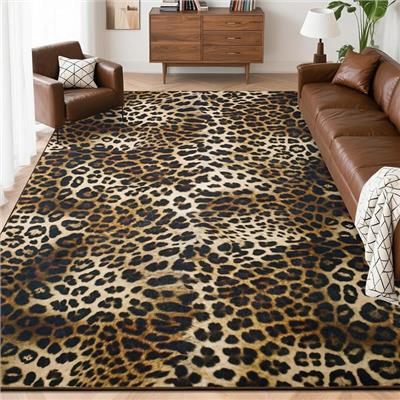 Amazon.com: Foxmas 6x9 Leopard Area Rugs for Living Room | Dark Brown Washable Cheetah Print Rug, Non-Slip Animal Carpet for Bedroom Dining Room Laund