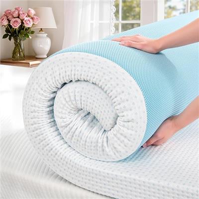 Amazon.com: SyMax Memory Foam Mattress Topper, Gel Infused Foam Topper, Breathable Bed Topper with Cover, Pressure Relieving, CertiPUR-US Certified, 3