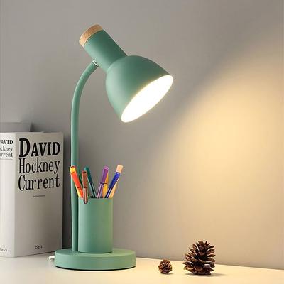 WLHONG LED Desk Lamp, Table Lamps with Pen Holder, Eye-Caring Reading Light | 3 Color Modes, Flexible Gooseneck, Study Lamp for Kids, Bedside Office R