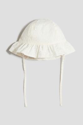 Cream Broderie anglaise cotton sun hat for kids | H&M AU