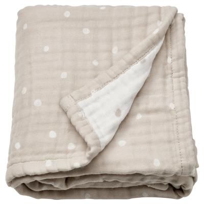 LEN baby blanket, white beige/dot pattern muslin, 80x100 cm (311/2x393/8) - IKEA CA