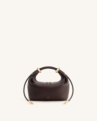 Ellie Metal Ring Embellished Top Handle Bag - Dark Brown – JW PEI UK