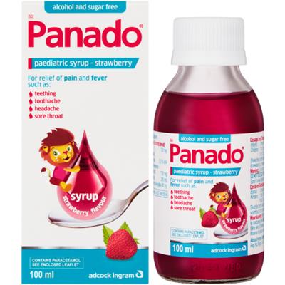 Panado Paediatric Syrup Strawberry Alcohol & Sugar Free 100ml - Clicks
