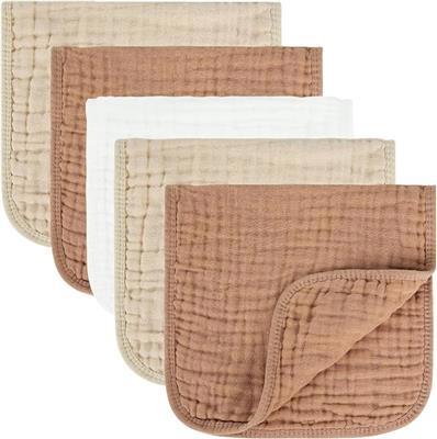 Amazon.com: MIGIOL Baby Burp Cloths 100% Cotton Newborn Muslin Burp Cloths 10x20 inches Baby Essentials Pink & Coffee 5-Pack : Baby