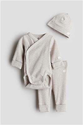 Light beige melange 3-piece Room-to-Grow Set for kids | H&M CA