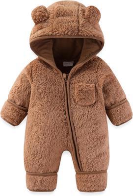 Amazon.com: AiWMGL Newborn Baby Bear Outfit Suit With Fold-Over Mittens and Footies Girls Boys 0-3 Months Winter Fleece Clothes Suit Hooded Jumpsuit R