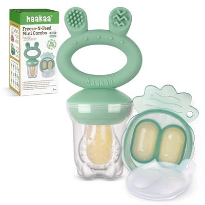 Amazon.com: Haakaa Baby Fruit Food Feeder & Mini Freezer Nibble Tray Combo, Breastmilk Popsicle Molds for Baby Cooling Relief, BPA Free Silicone Feede