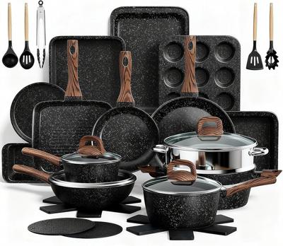Amazon.com: Pots and Pans Set Non Stick, 31 Piece Kitchen Induction Cookware & Bakeware Set, Nonstick Kitchen Cooking Pans Set with Frying Pans Set Gr