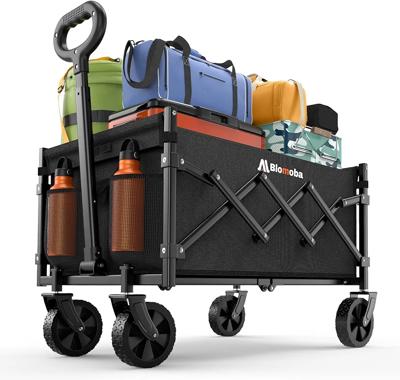 Amazon.com : Blomoba Folding Wagon Cart with Wheels, 220lbs Utility Wagon Cart, Black | Collapsible Wagon with 360° All-Terrain Wheels & Adjustable Ha
