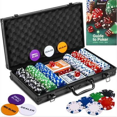 Amazon.com: Queensell Poker Set with 300 Professional Weight Poker Chips for Texas Holdem – Poker Chip Set with Aluminum Carrying Case, Playing Cards,