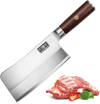 HOSHANHO Cleaver Knife 7, Heavy Duty Chinese Meat Cleaver for Bones | Powder Steel Butcher Knife, Chinese Cleaver with Ergonomic Wooden Handle, Choppi