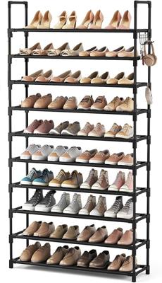 Shoe Rack, 10 Tier Shoe Storage Organizer with Hooks,175*72*30cm,XXL | Fit 40 Pairs Shoes,Metal Tall Shoe Shelf for Closet,Entryway,Garage,Bedroom,Clo